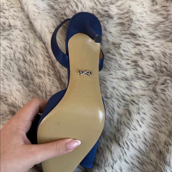 MACH & MACH Navy Bow Embellished 2 inch Heels - Picture 4 of 6